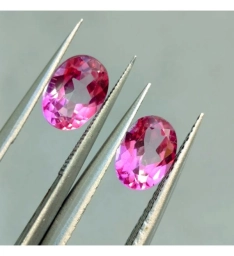 Натуральные розовые топазы пара овал 7*5.1мм