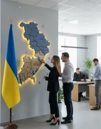 Багатошарова карта Одеської області, з підсвіткою річок та лиманів, колір Flag 2, S - 100*70 см